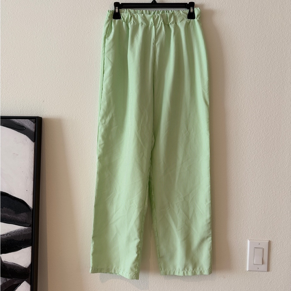 Light Green Pinstripe Leg Capris